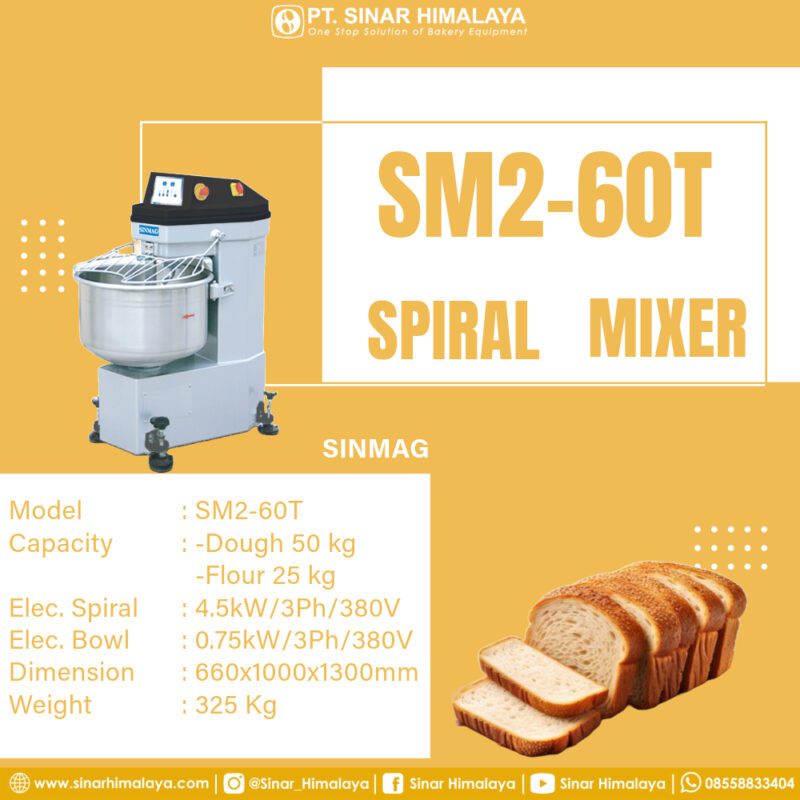 SM2-60T Spiral Mixer With Fixed Bowl Series Sinmag - Gambar 2