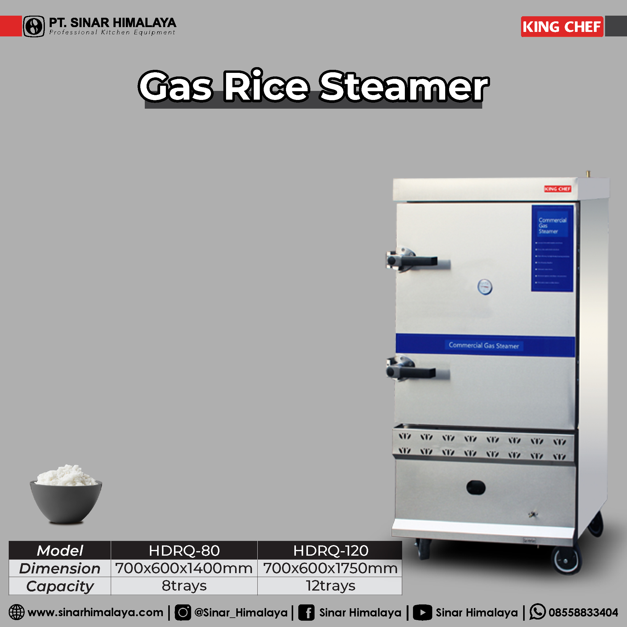 HDRQ-120 RICE STEAMER 12 TRAYS - Gambar 2