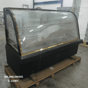G-520FC REFRIGERATING MARBLE SHOWCASE BLACK MARBLE & AL.DOOR RAIL W/LED LIGHT (GOLDEN TRIMMING) - Gambar 5