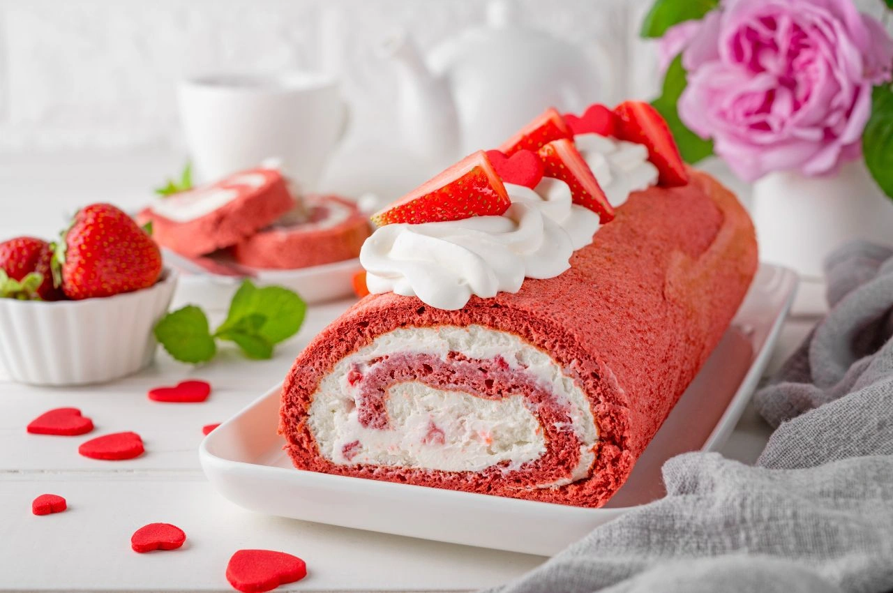 Kue Roll Dengan Pola Romantis