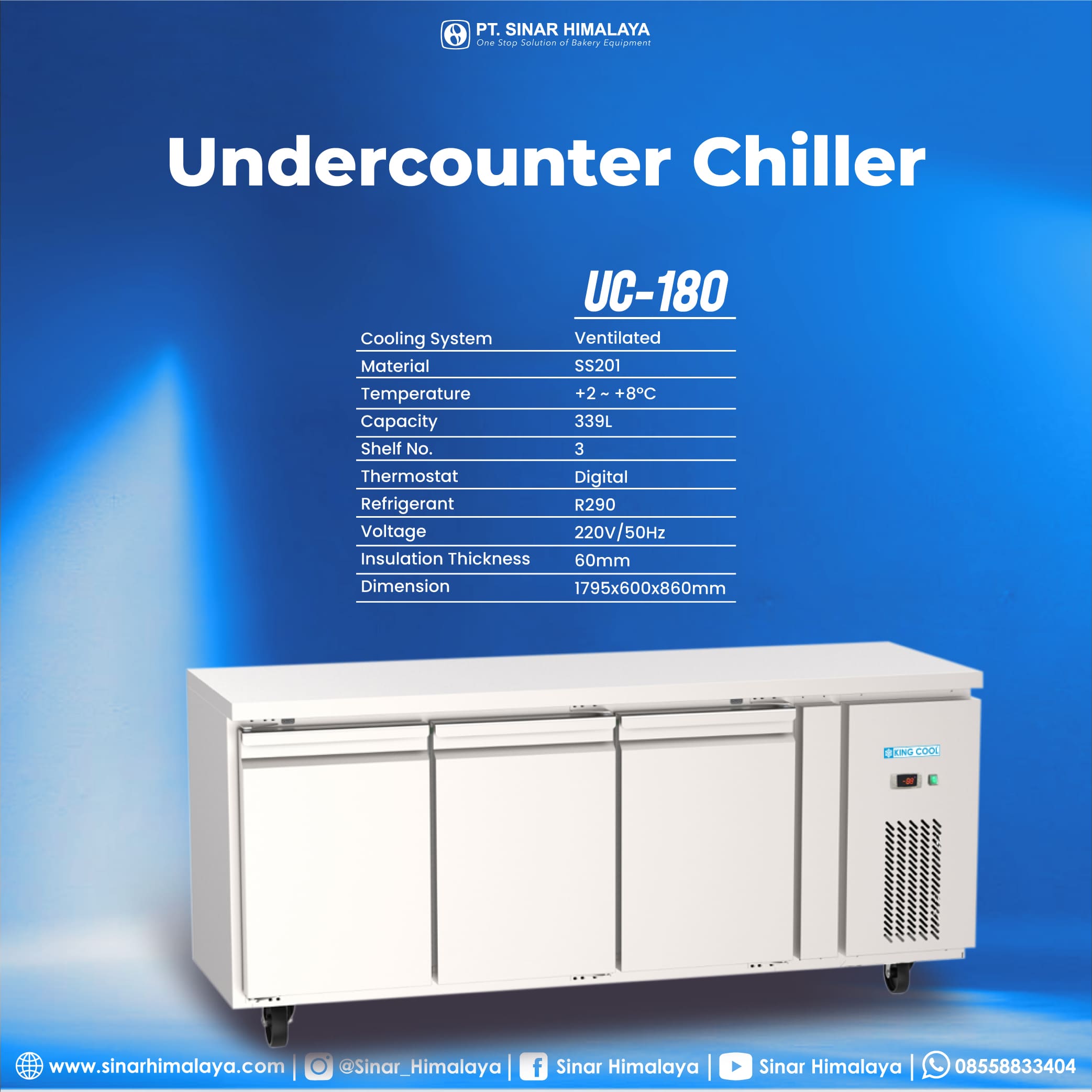 UC-180 UNDERCOUNTER CHILLER 3 DOORS - Gambar 2