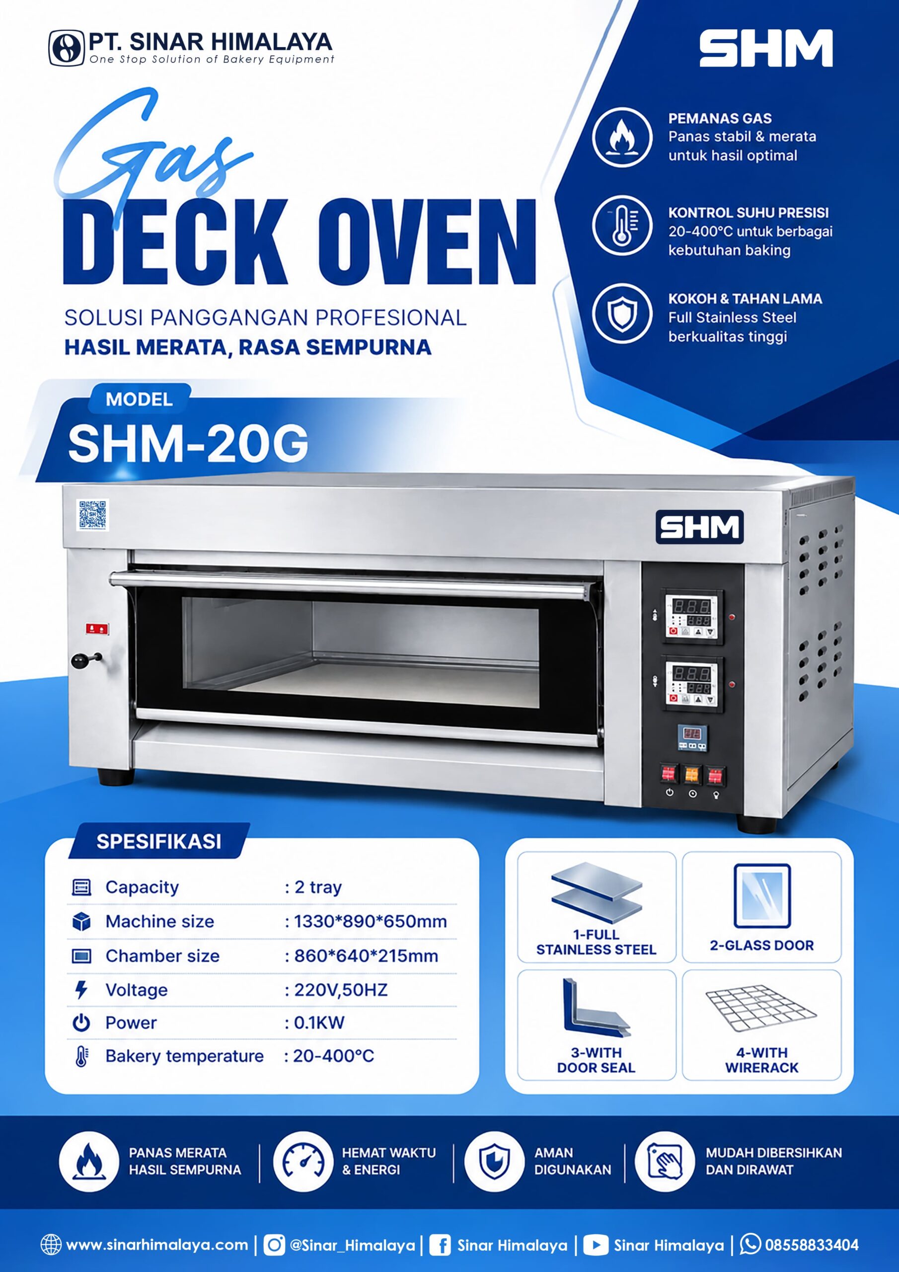 SHM-20G GAS DECK OVEN 1 DECK 2 TRAYS - Gambar 2