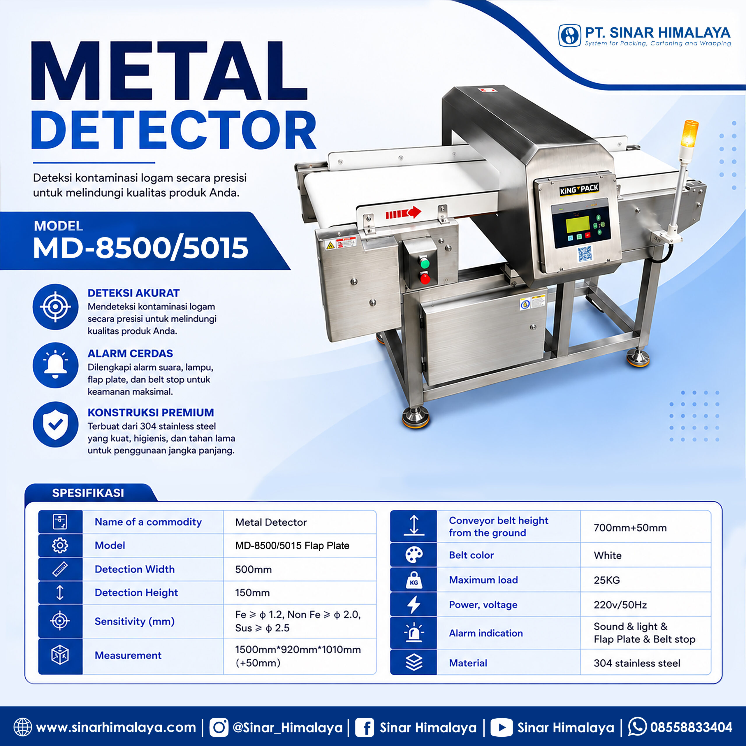 MD-8500/5015 METAL DETECTOR FOR NON ALUMUNIUM FOIL BAG - Gambar 2
